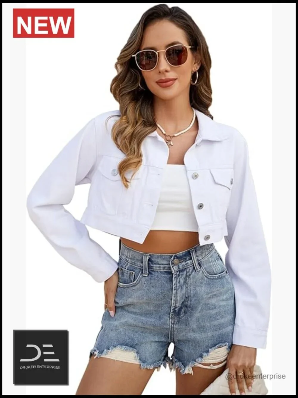 Cropped Denim Jean Jacket Button Up Ripped Frayed Washed